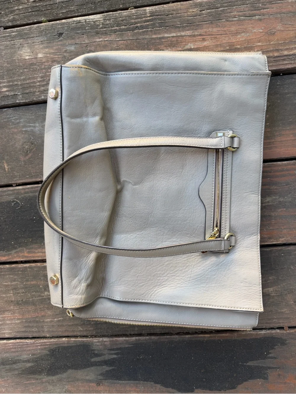 Rebecca Minkoff Metallic Grey/Greige Leather Tote